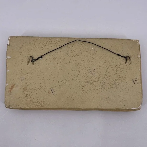 Scroll Heavy Plaque Wait on the Lord Psalm 27:14 H.A. Larsen 1946 Chalk Plaster - Picture 4 of 12